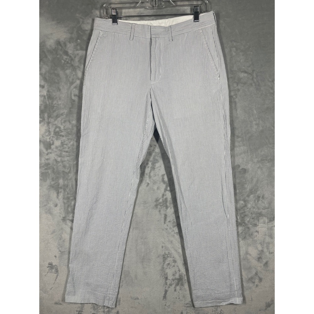 J.Crew Bedford Seersucker Stripe Pants Mens 31x32 Blue White Cotton G4384